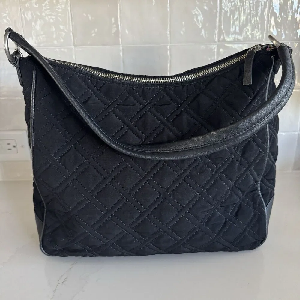 Vera Bradley Vivian Hobo Bag‎ Quilted Black Purse